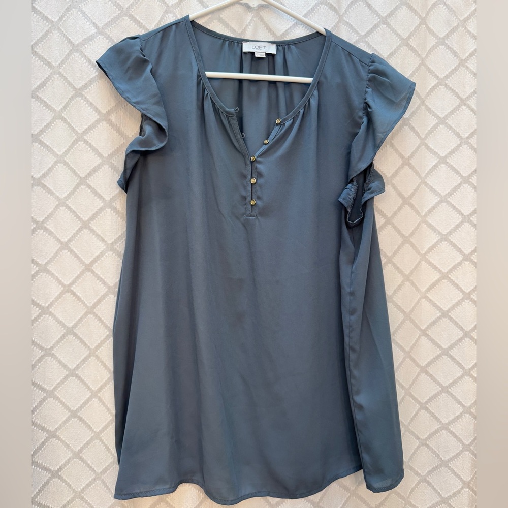 Light Blue Loft Cap Sleeve Blouse